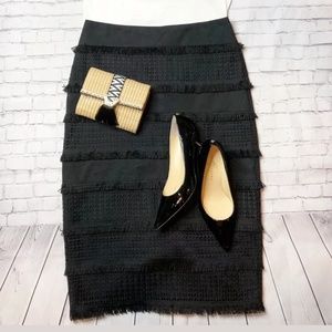 Banana Republic Black Fringe Lace Midi Skirt 2 6